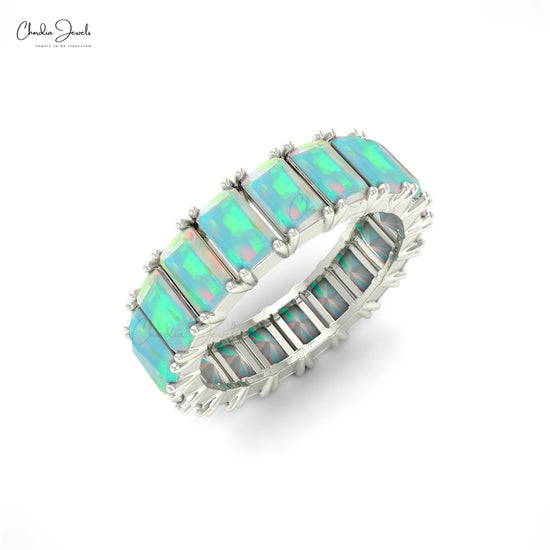 Load image into Gallery viewer, 3.8 Carat Natural Opal Full Eternity Band, October Birthstone 14k Solid Gold Eternity Band Ring
