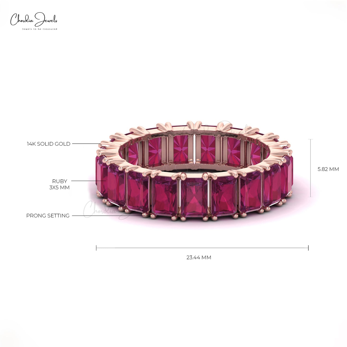 Octagon Gemstone Band Rings