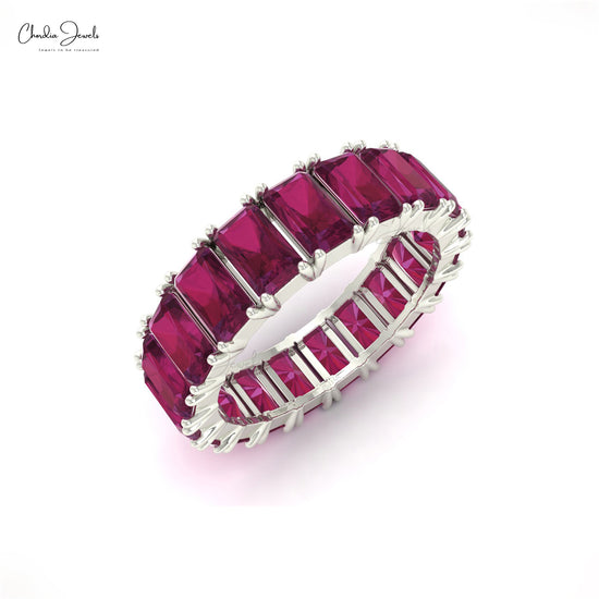 Load image into Gallery viewer, 5x3 mm Octagon Cut Natural Ruby Full Eternity Band, 14k Solid Gold Band Ring For Women
