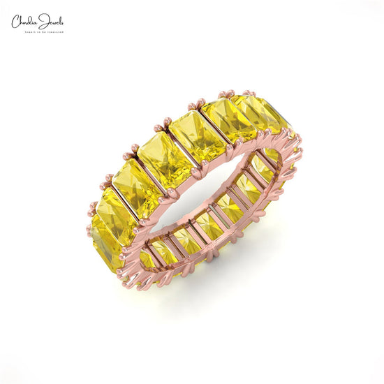 Dainty Yellow Sapphire Gemstone Eternity Band Ring in 14K Gold