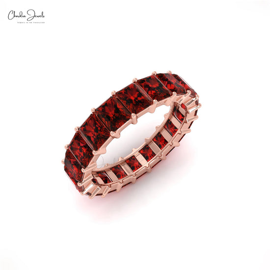 Garnet Eternity Band For Women in 14k Solid Gold For Birthday Gift