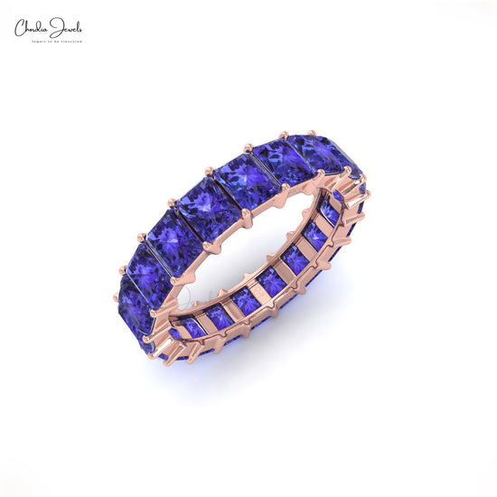 Full Eternity Gemstone Band In 14k Solid Gold Natural Tanzanite Gemstone Dainty Ring For Love