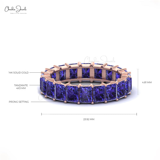 Natural Tanzanite Full Eternity Band in 14k Solid Gold
