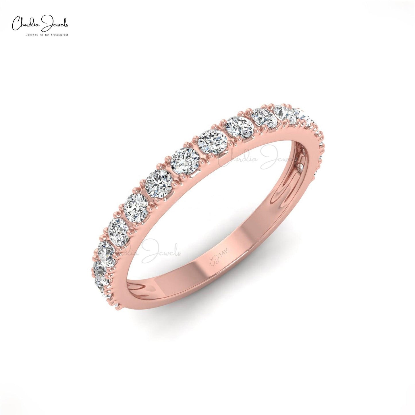 0.51 Carats G-H White Diamond Half Eternity Wedding Band - Chordia Jewels