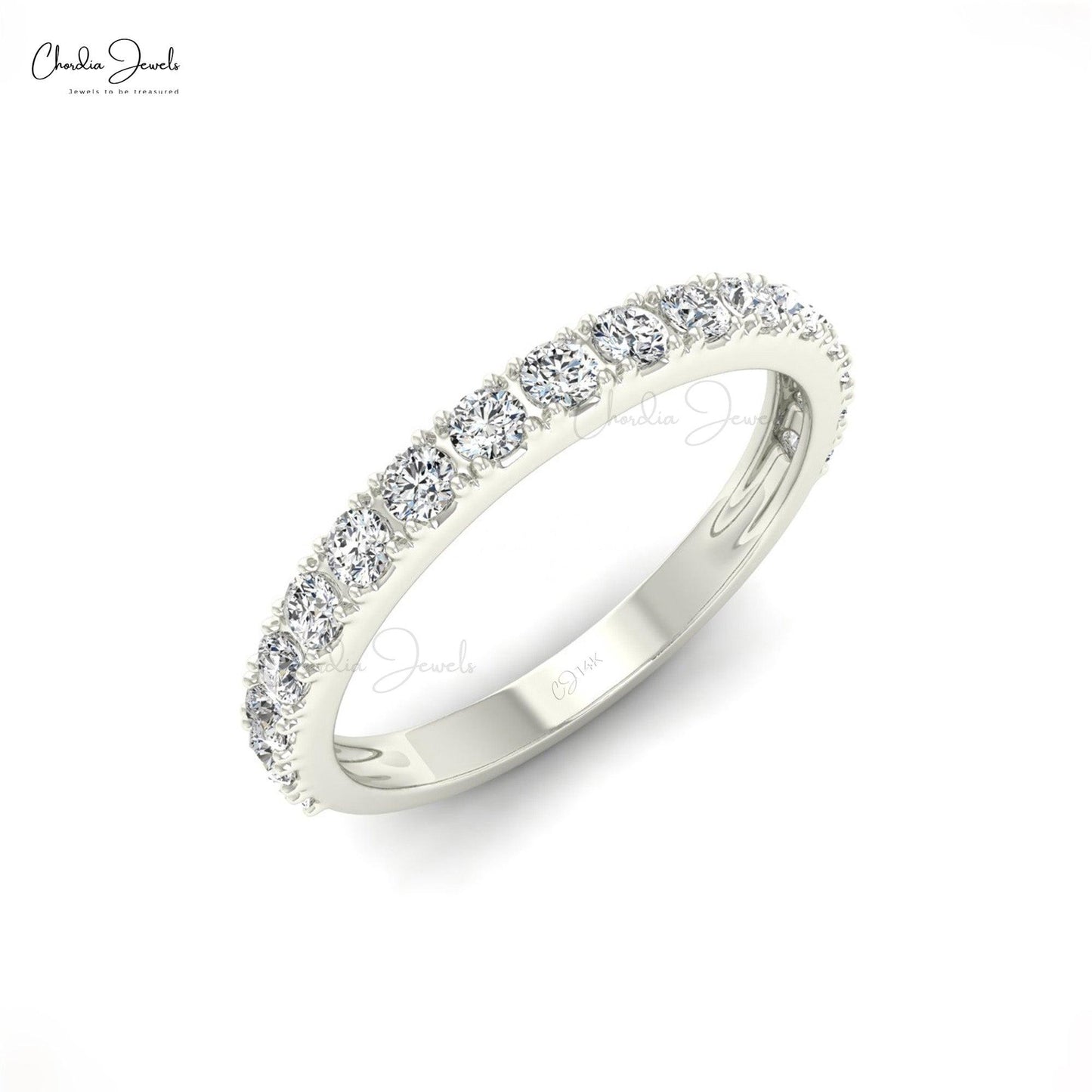 0.51 Carats G-H White Diamond Half Eternity Wedding Band - Chordia Jewels