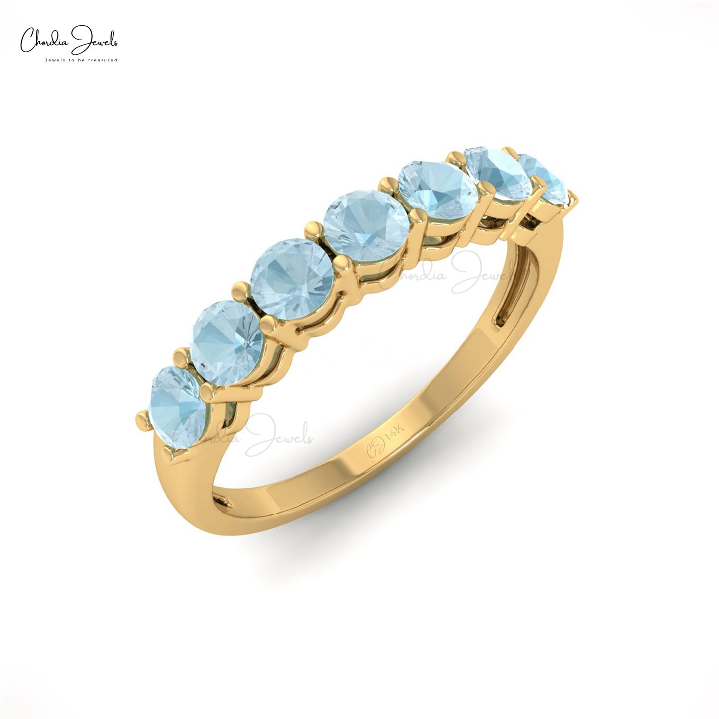 Load image into Gallery viewer, Natural Gemstone Half Eternity Band For Anniversary in 14k Solid Gold

