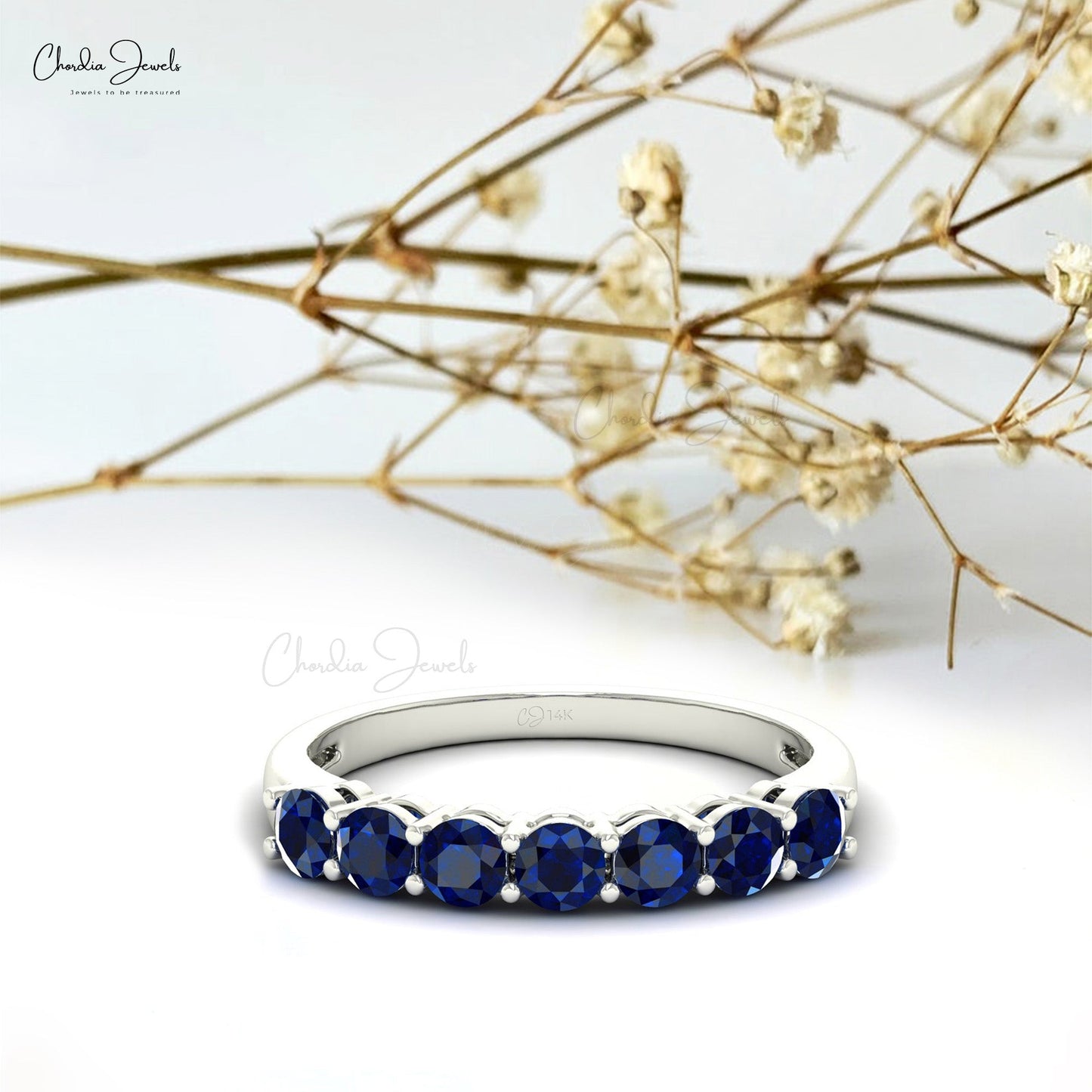 3MM Blue Sapphire 14K Solid Gold September Birthstone Ring