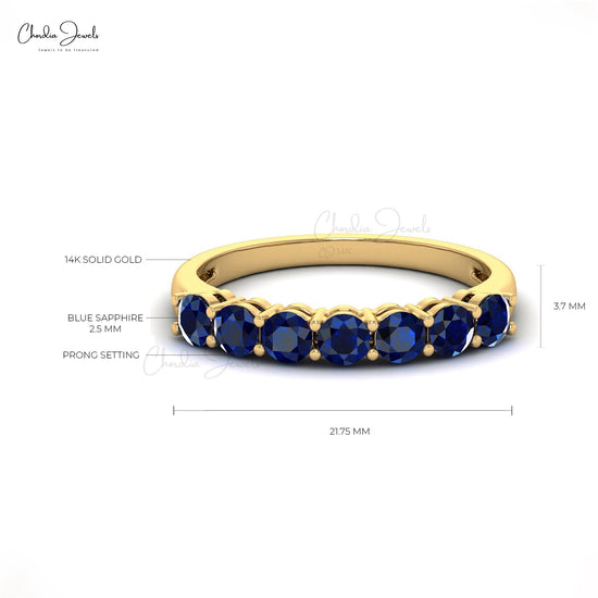 3MM Blue Sapphire 14K Solid Gold September Birthstone Ring