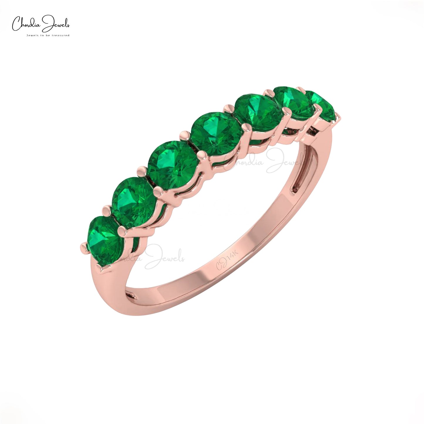 Load image into Gallery viewer, Natural 0.7 Carats Emerald Eternity Band For Women in14k Solid Gold
