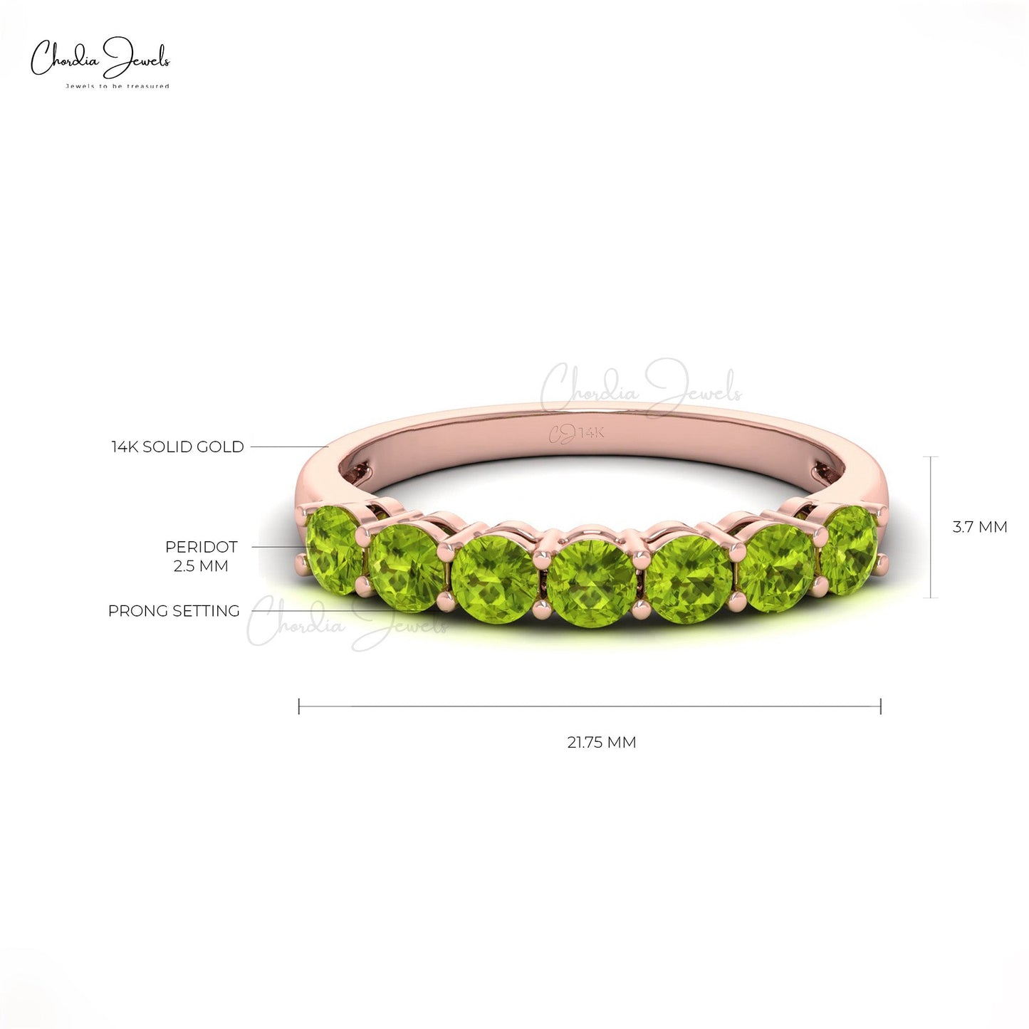 Classic August Birthstone Peridot Round Cut Ring in 14K Gold