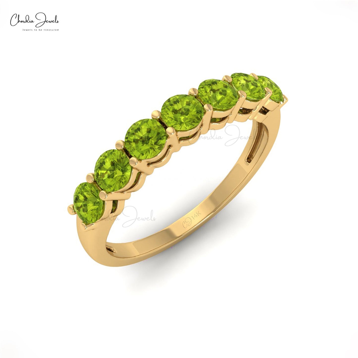 Classic August Birthstone Peridot Round Cut Ring in 14K Gold