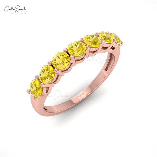 14K Gold Yellow Sapphire Gemstone Ring for Birthday Gift