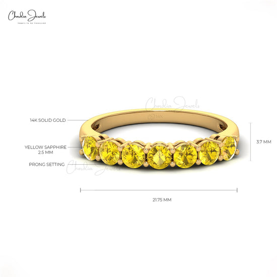 14K Gold Yellow Sapphire Gemstone Ring for Birthday Gift