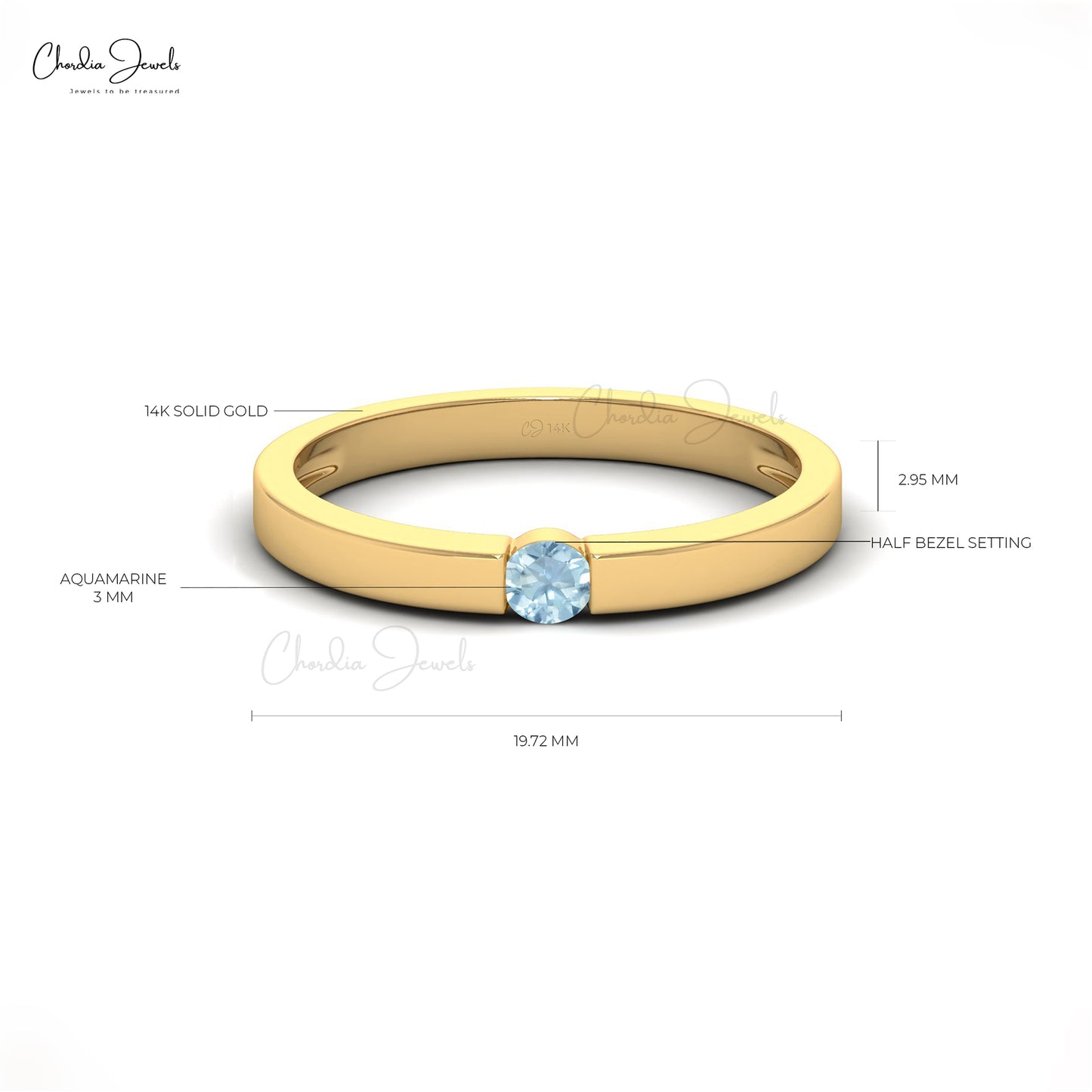 Load image into Gallery viewer, Natural 3mm Round Cut Aquamarine Ring For Women
