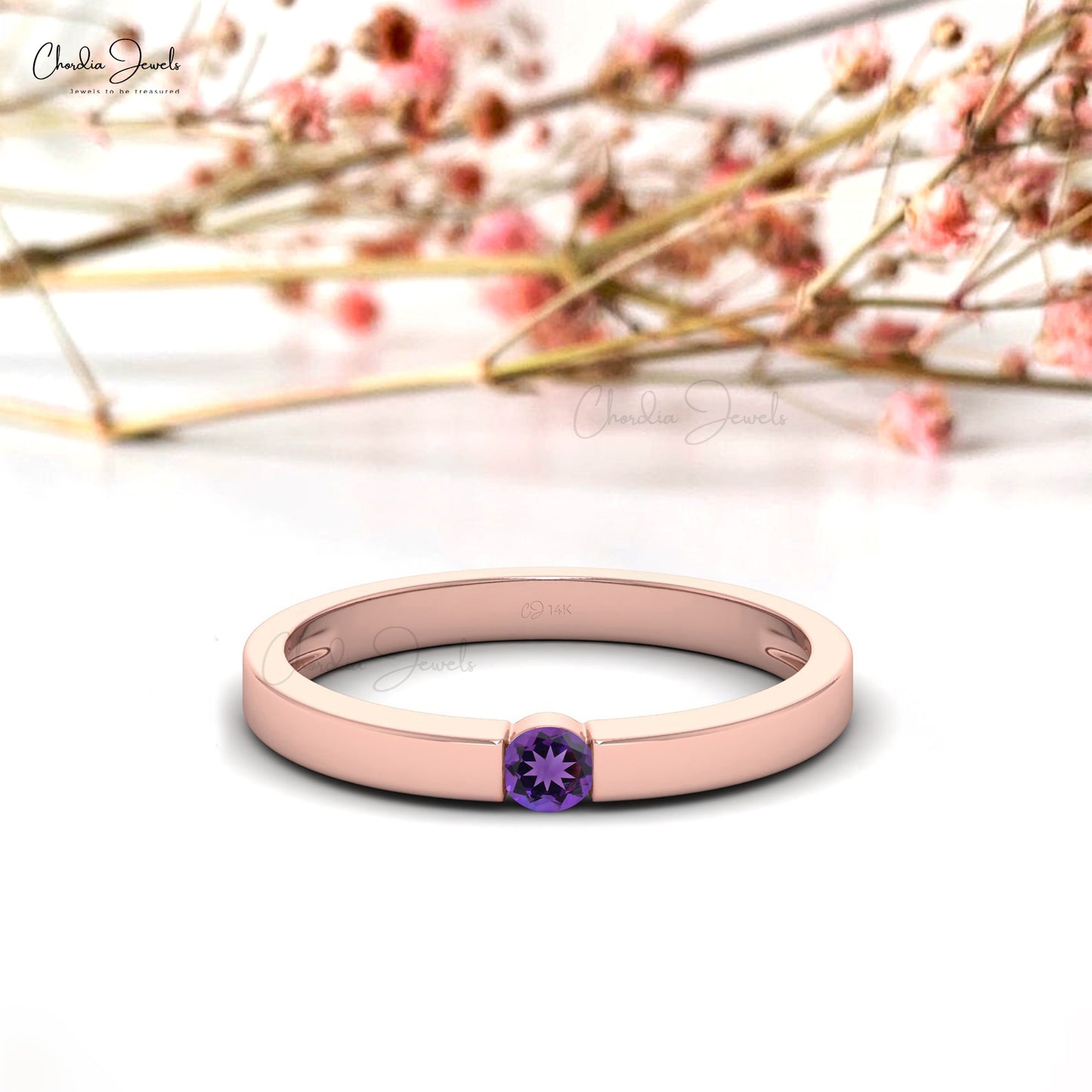 14K GOLD AMETHYST RING