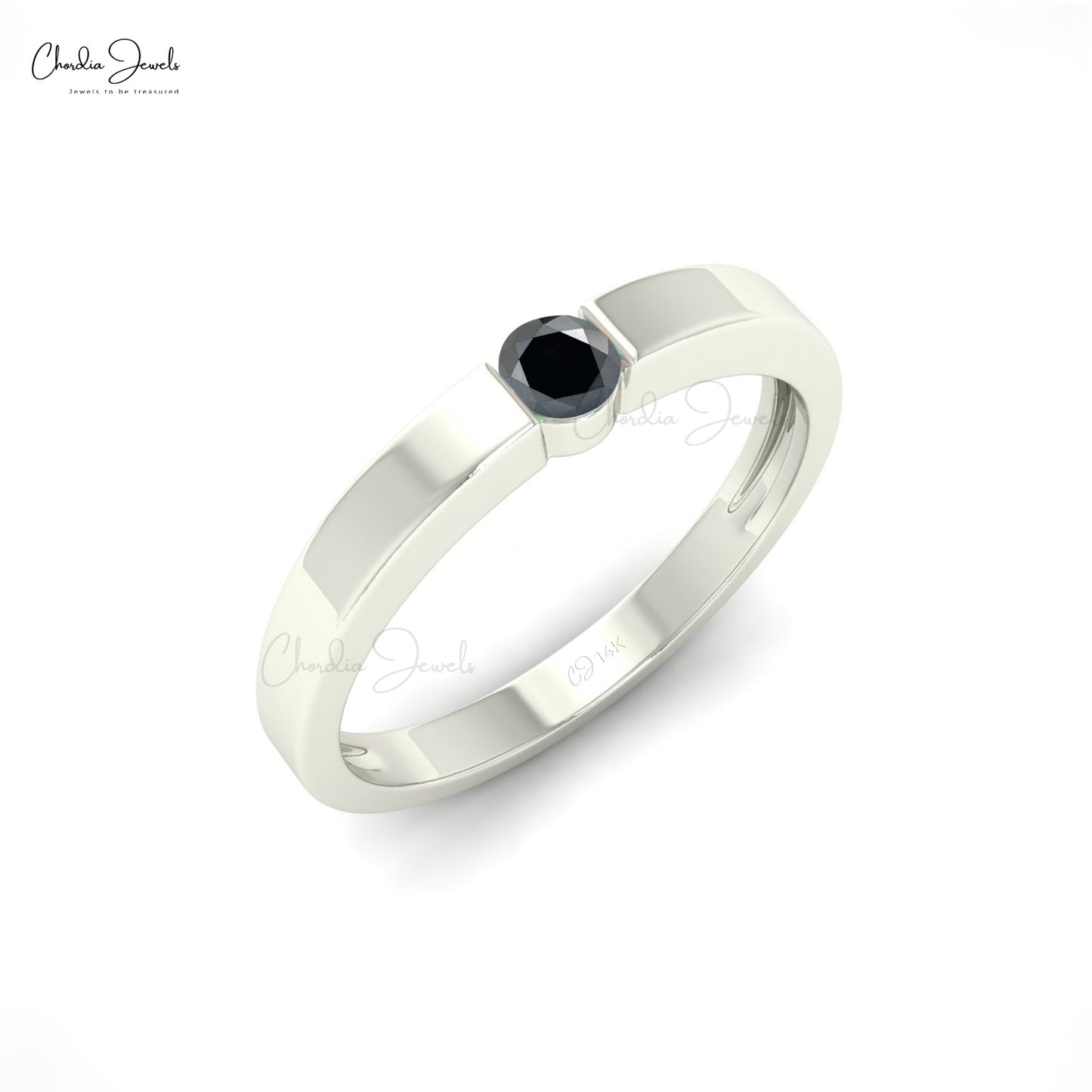 1.05 Carats Natural Black Diamond Dainty Ring For Women