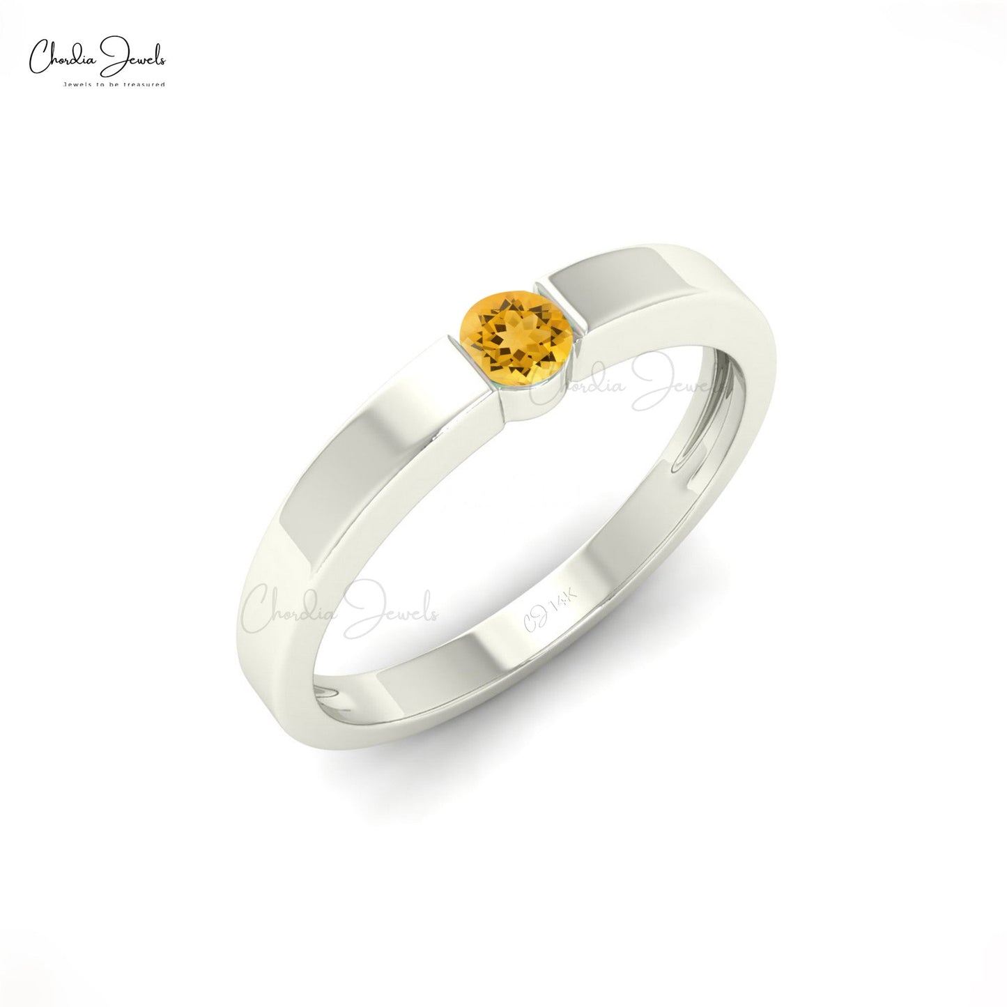 Load image into Gallery viewer, Natural 14K Solid Gold Round Cut Citrine Solitaire Ring
