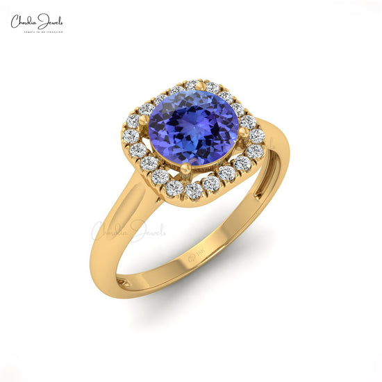 Round Cut 6mm Tanzanite Ring in 14k Solid Gold