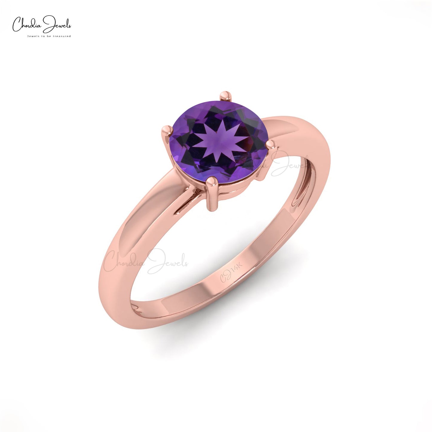Load image into Gallery viewer, Natural 0.74ct Amethyst Gemstone Solitaire Ring 14k Solid Gold Prong Set Engagement Ring
