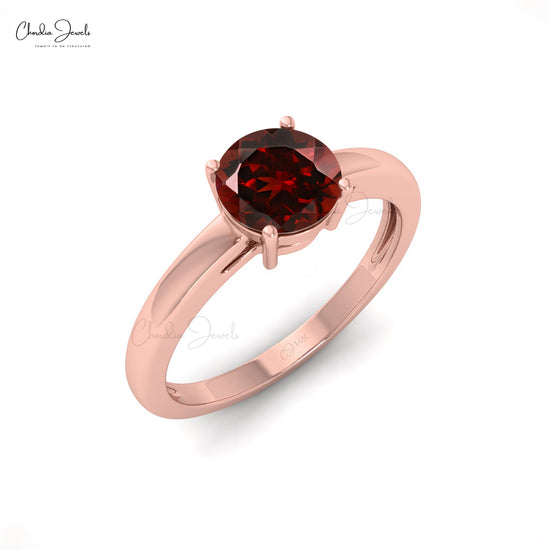 Load image into Gallery viewer, Natural 1.1 Carats Garnet Solitaire Ring For Her in 14k Solid Gold
