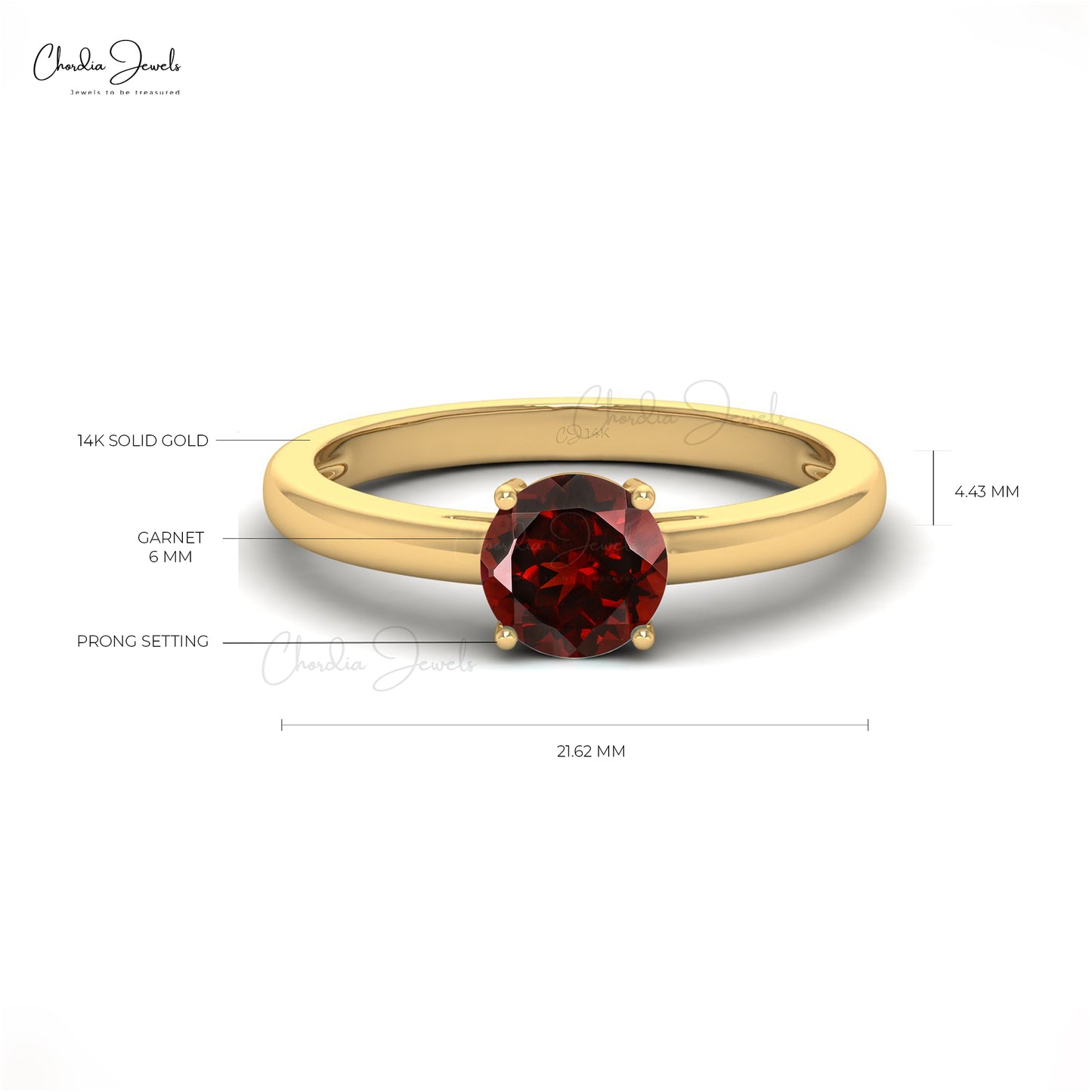 Natural 1.1 Carats Garnet Solitaire Ring For Her in 14k Solid Gold