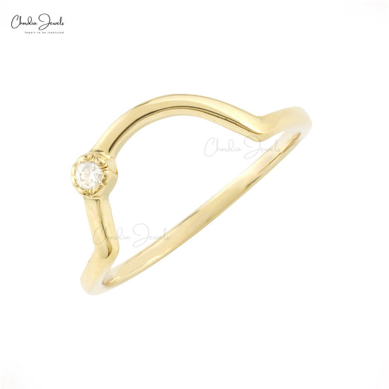 0.03 Carat G-H White Diamond Dainty Ring, 2mm Round Cut Diamond Ring in 14K Solid Yellow Gold, Single Stone Prong Set April Birthstone Ring