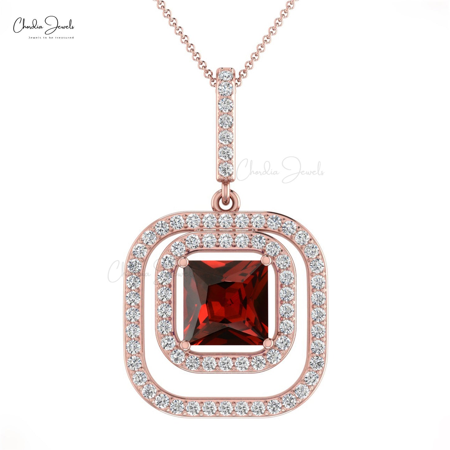 Load image into Gallery viewer, Garnet Double Halo Pendant
