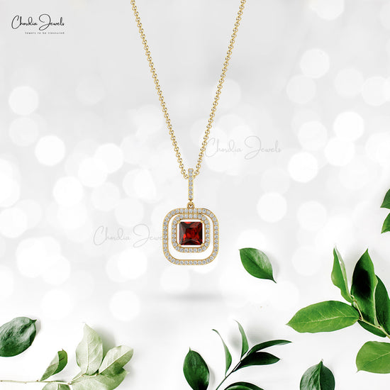 Load image into Gallery viewer, Garnet Double Halo Pendant
