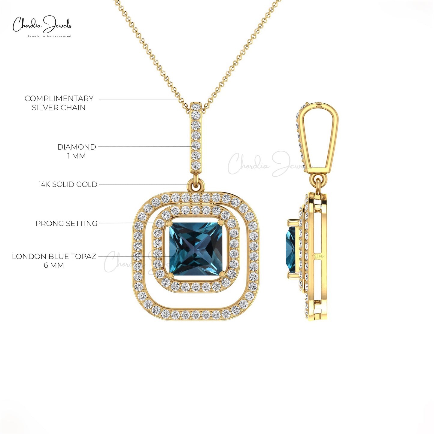Load image into Gallery viewer, London Blue Topaz Pendant
