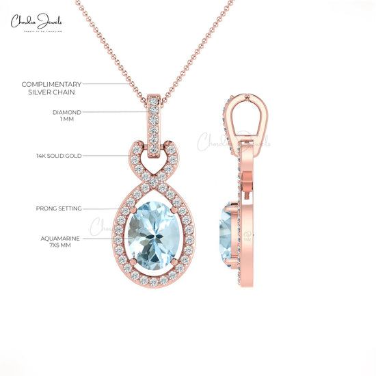 Buy Aquamarine Halo Pendant