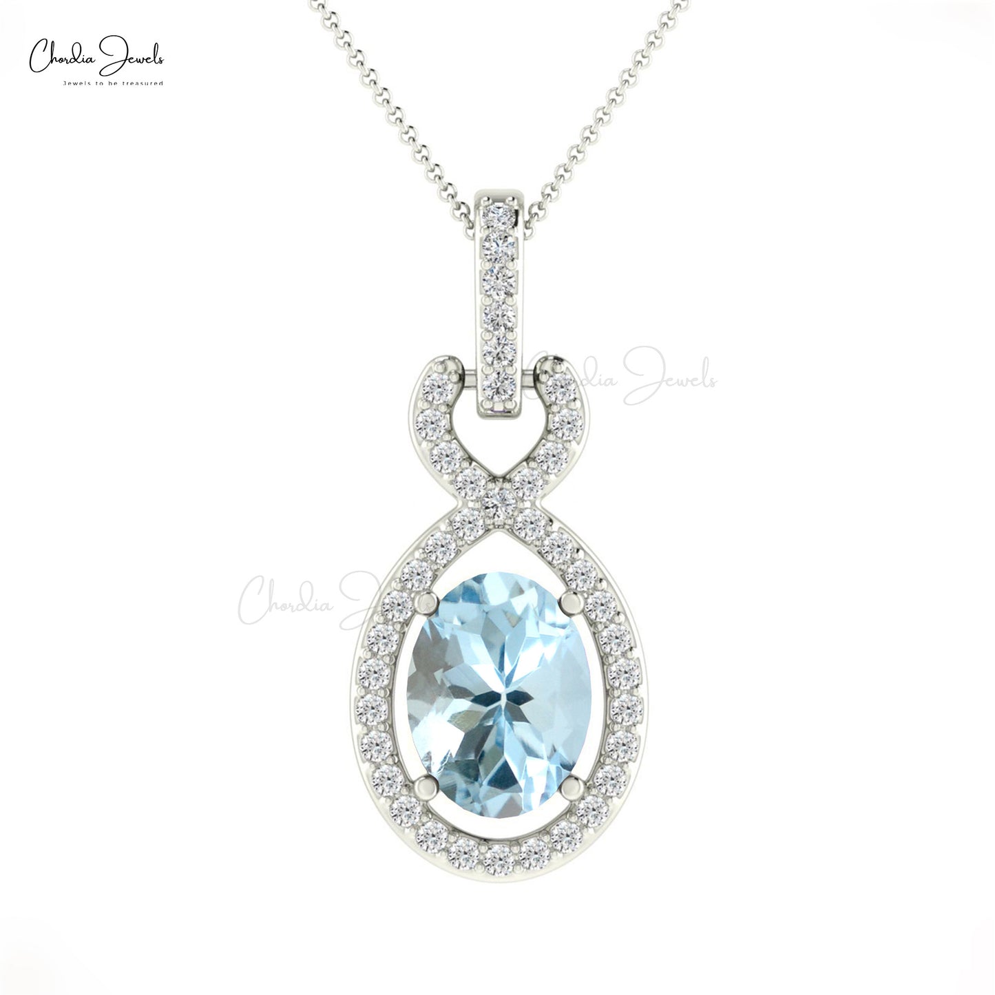 Buy Aquamarine Halo Pendant