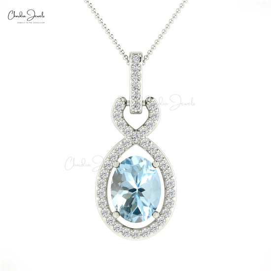 Buy Aquamarine Halo Pendant