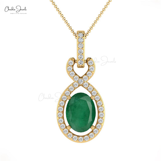 Graceful Emerald Diamond Pendant