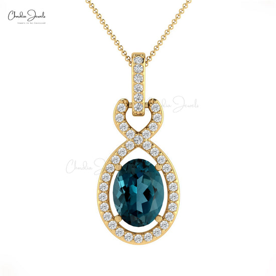 London Blue Topaz Halo Pendant