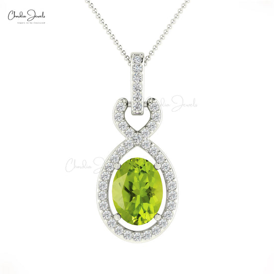 New Light Luxury Female Personality Genuine Diamond Halo Pendant Necklace Green Peridot Gemstone Solitaire Pendant 14k Real Gold Fine Jewelry For Bridesmaid Gift