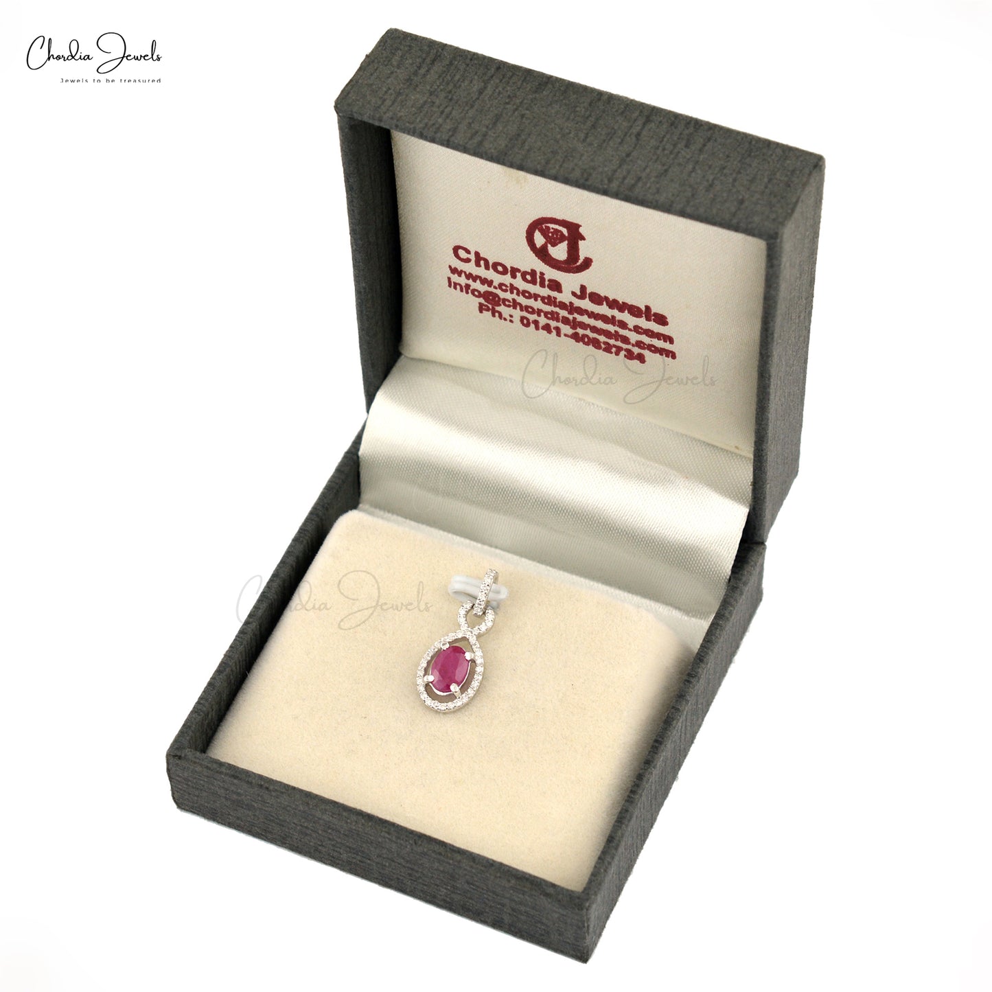 Fancy and Stylish Halo Pendant Necklace With Bail Genuine Red Ruby and Diamond Pendant 14k Real White Gold Jewelry For Engagement Gift