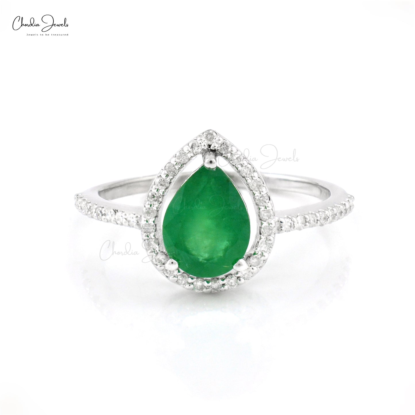 Natural Zambia Emerald Solitaire Halo Ring