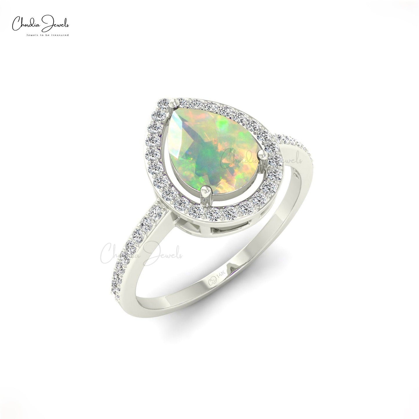 Load image into Gallery viewer, Excellent 8X6MM Opal Halo Ring In 14K Gold
