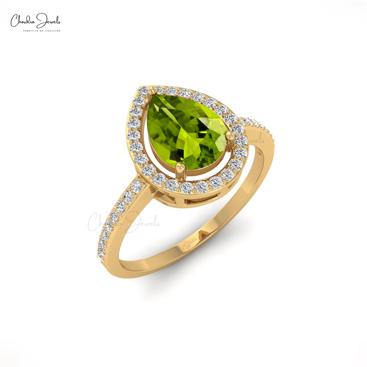 9ct Gold ring with Peridot set in claws