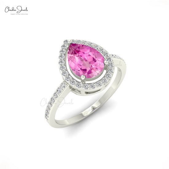 September Birthstone Classic Pink Sapphire Halo Ring for Engagement
