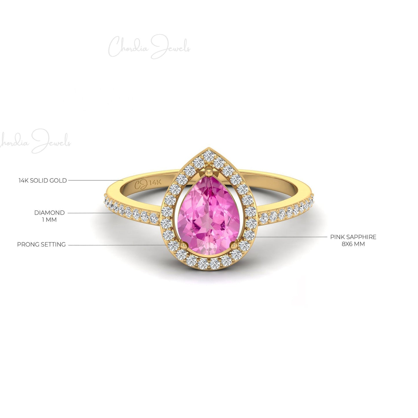 September Birthstone Classic Pink Sapphire Halo Ring for Engagement