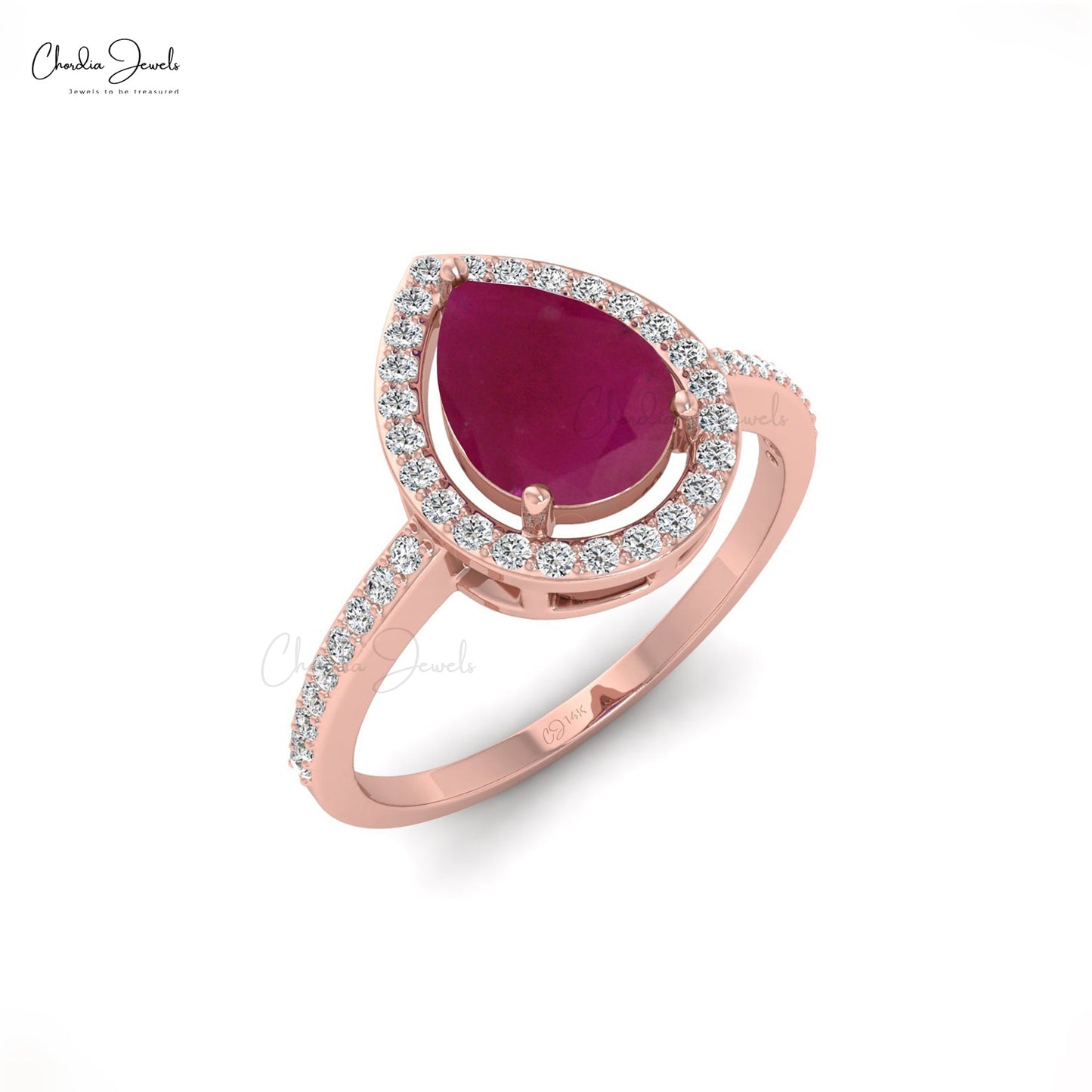 2 Ct. Pear Pink Ruby Diamond Ring | Miss Diamond Ring