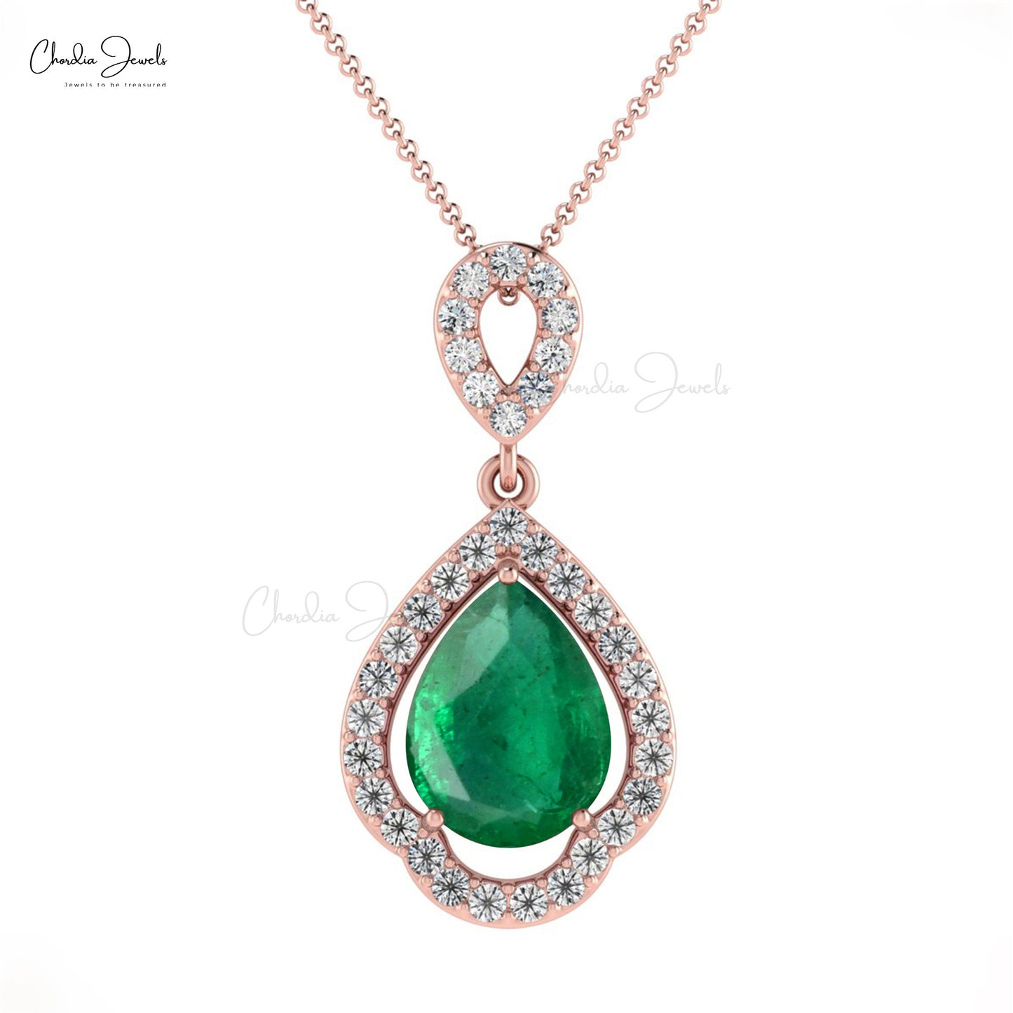 8X6MM Classic Emerald Art Deco Pendant in 14K Gold for Gift