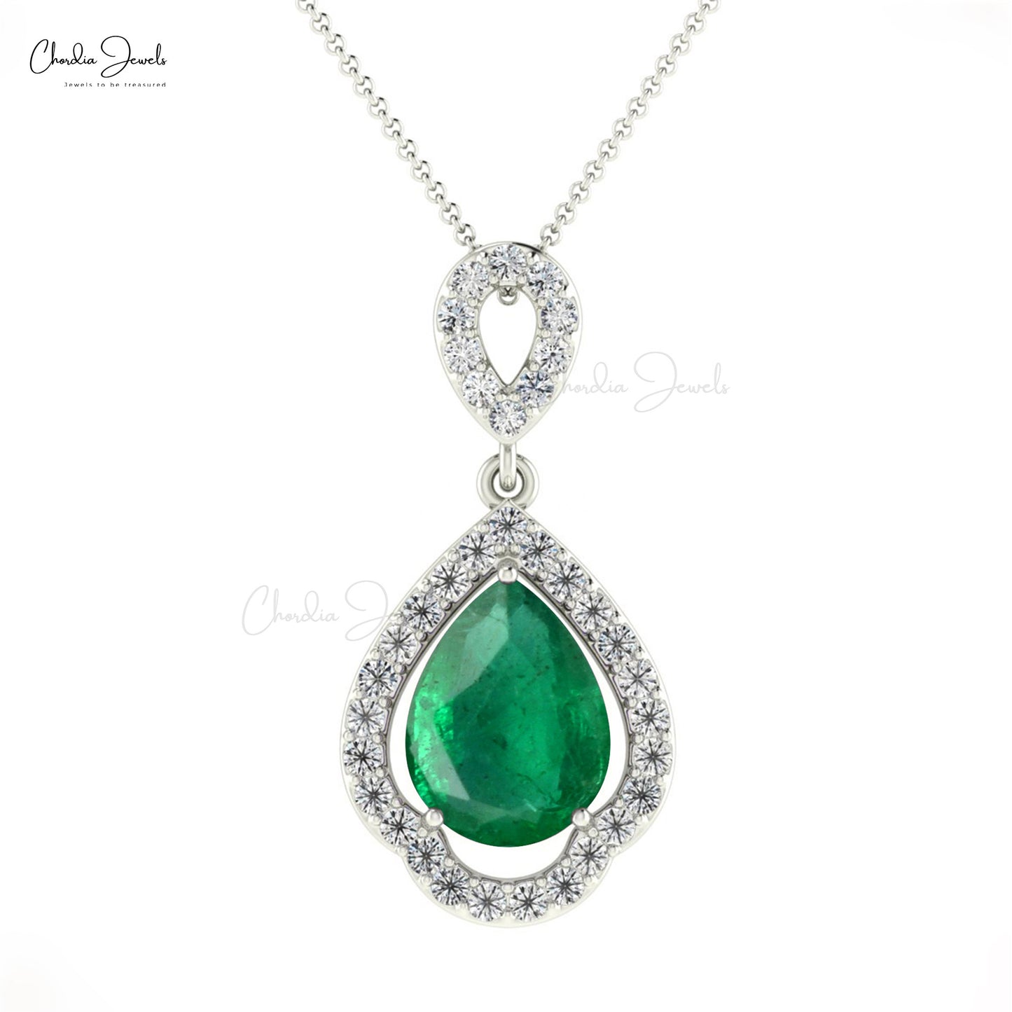 8X6MM Classic Emerald Art Deco Pendant in 14K Gold for Gift