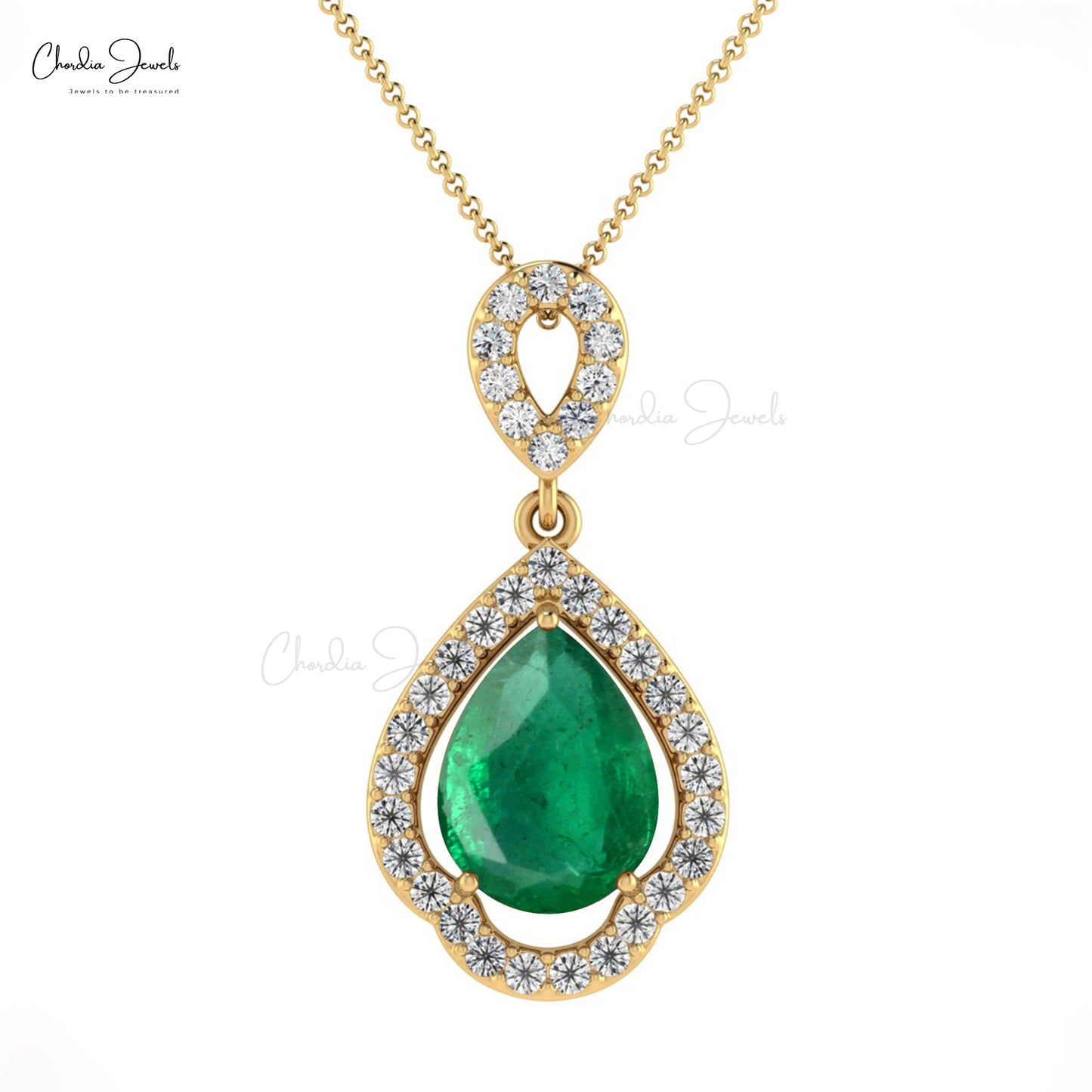 8X6MM Classic Emerald Art Deco Pendant in 14K Gold for Gift