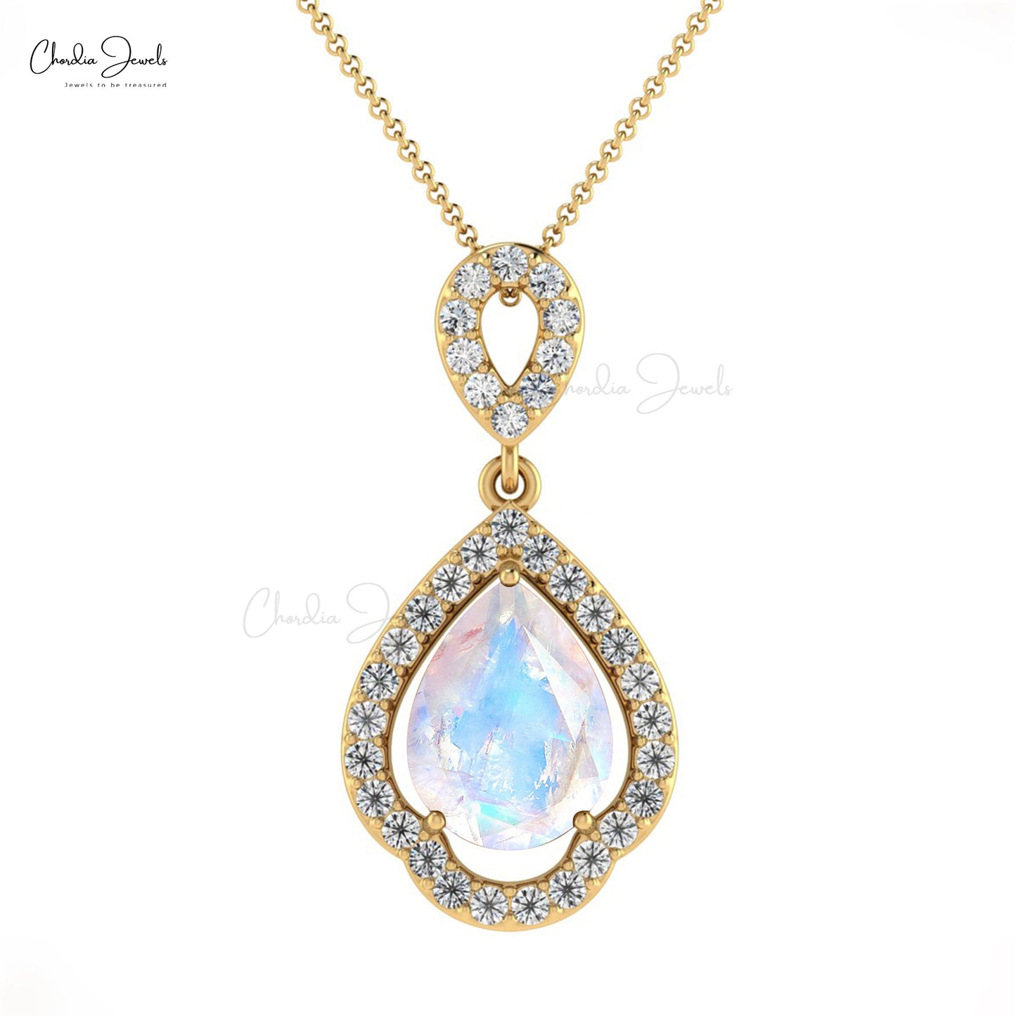 Load image into Gallery viewer, Unique Art Deco Rainbow Moonstone Pendant with Complimentary Silver Chain
