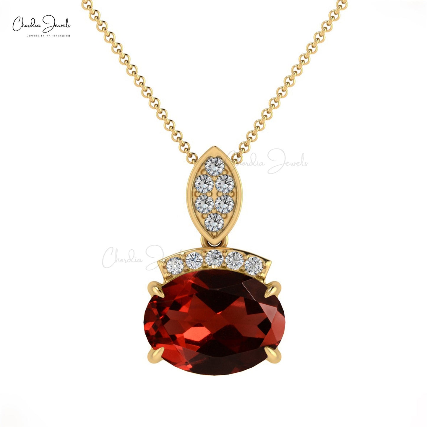 Load image into Gallery viewer, High Quality Garnet &amp;amp; Round Diamond Dainty Pendant for Engagement

