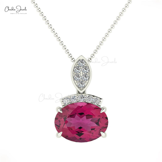 AAA Pink Tourmaline Dainty Pendant for Her in 14K Gold