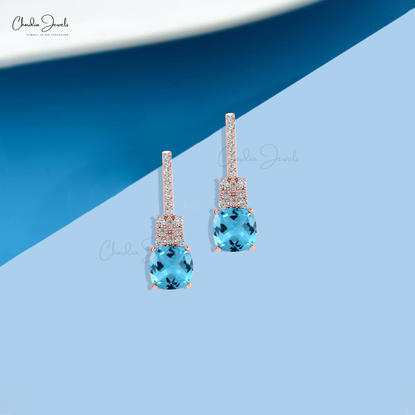 Swiss Blue Topaz Dangling Earrings