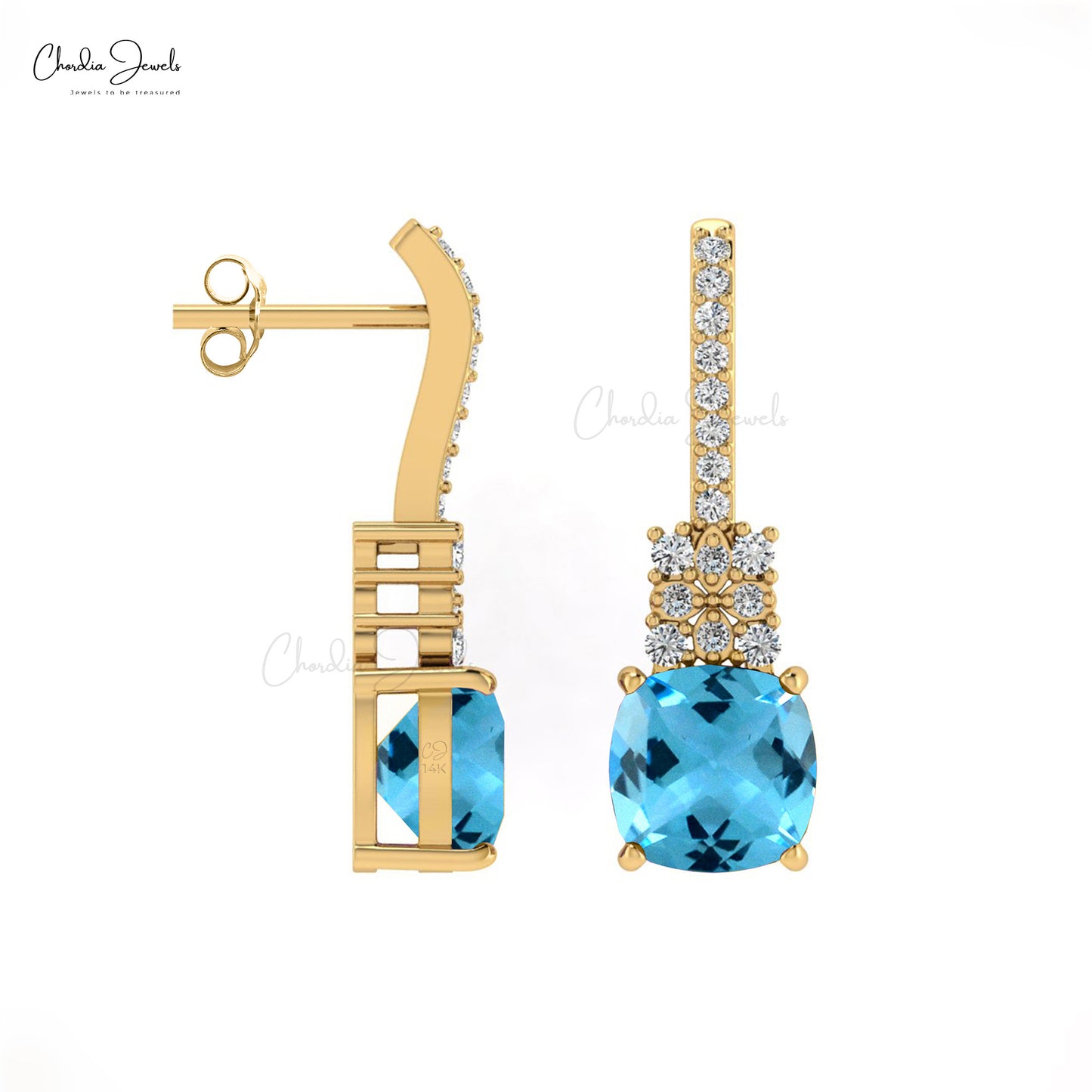 Swiss Blue Topaz Dangling Earrings